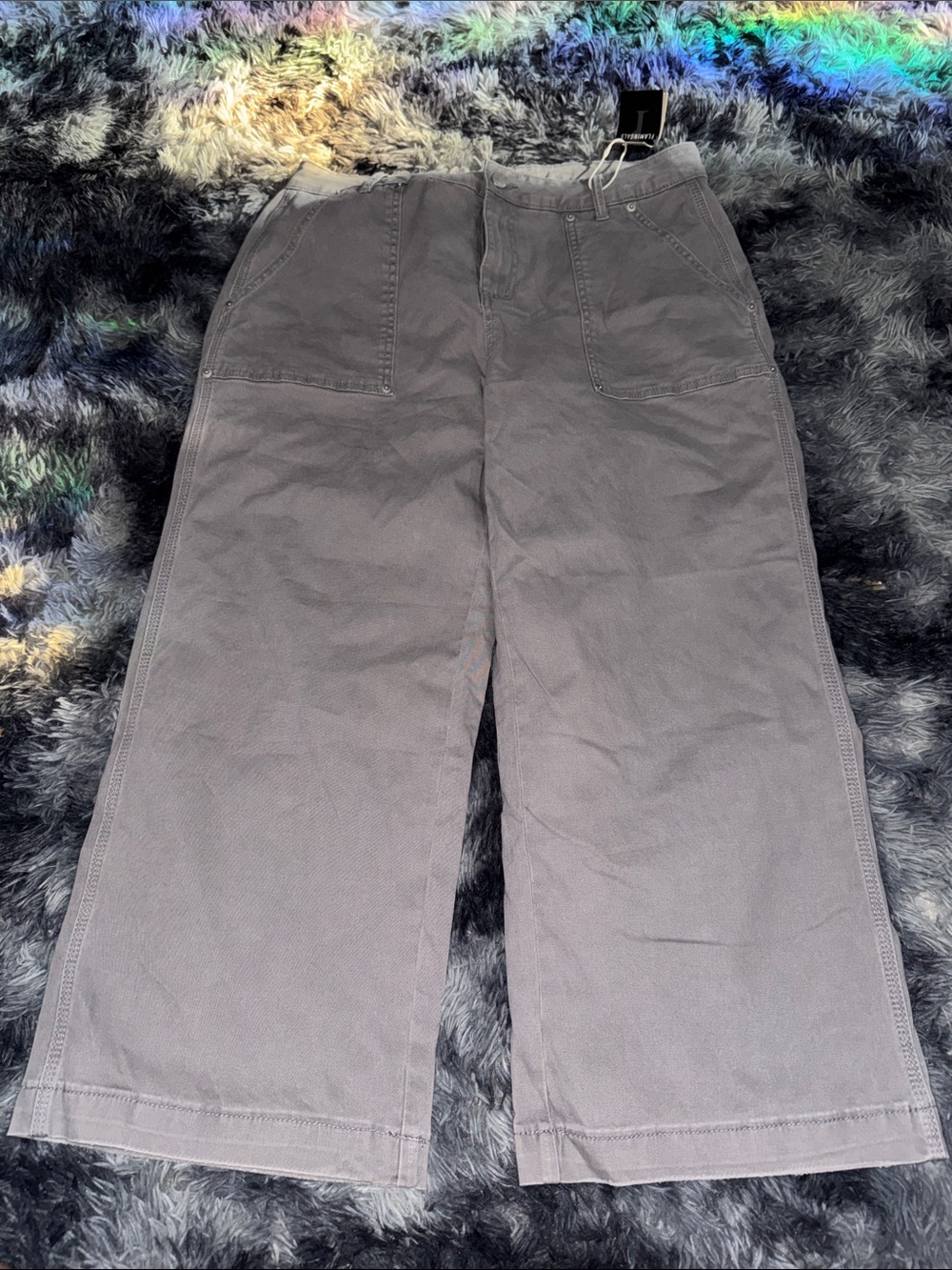Women's Gray Wide-Leg Cargo Jeans